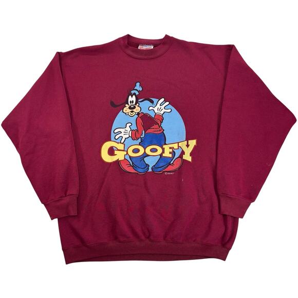 Vintage 90s Disney Goofy Crewneck Cartoon Pullover Hanes Sweatshirt Men's Large - Picture 1 of 9